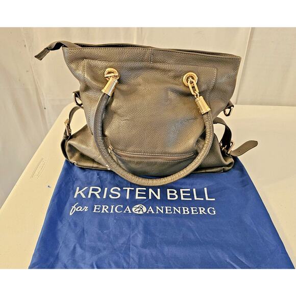 Kristen Bell for Erica Anenberg Sutton Grey Leather GoldTote Boho Bag W/dust bag - Picture 9 of 13